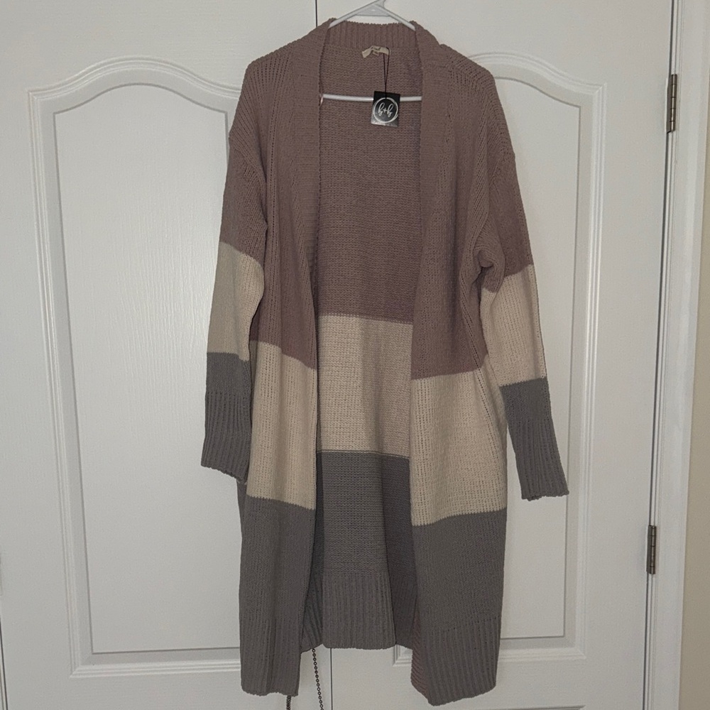 Colorblock Open Front Cardigan